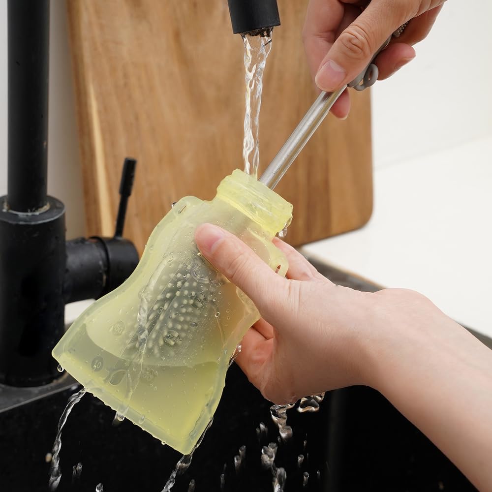 Silicone Yummy Pouch 4.5 oz – Reusable Silicone Snack & Smoothie Pouch, Refillable, Leak-Resistant, Dishwasher Safe, Eco-Friendly Food Storage for Kids & Toddlers (2-PK, Mist Blue)