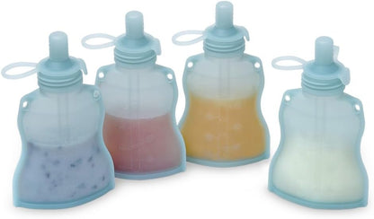 Silicone Yummy Pouch 4.5 oz – Reusable Silicone Snack & Smoothie Pouch, Refillable, Leak-Resistant, Dishwasher Safe, Eco-Friendly Food Storage for Kids & Toddlers (2-PK, Mist Blue)