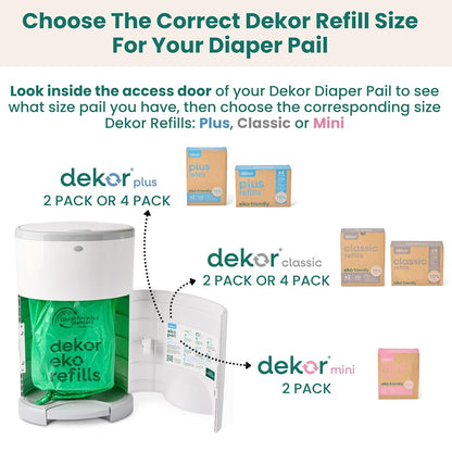 EKO MINI Diaper Pail, White, ONLY Eco-Friendly Diaper Pail Made with 70% Recycled Materials, Hands-Free: Step–Drop–Done, Cost-Effective Refill System