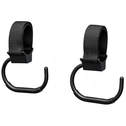 Stroller Hooks for Bags (2 Pack) - Universal Stroller Clips and Hooks (Black)