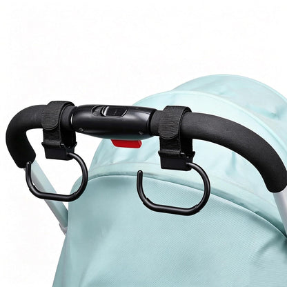 Stroller Hooks for Bags (2 Pack) - Universal Stroller Clips and Hooks (Black)