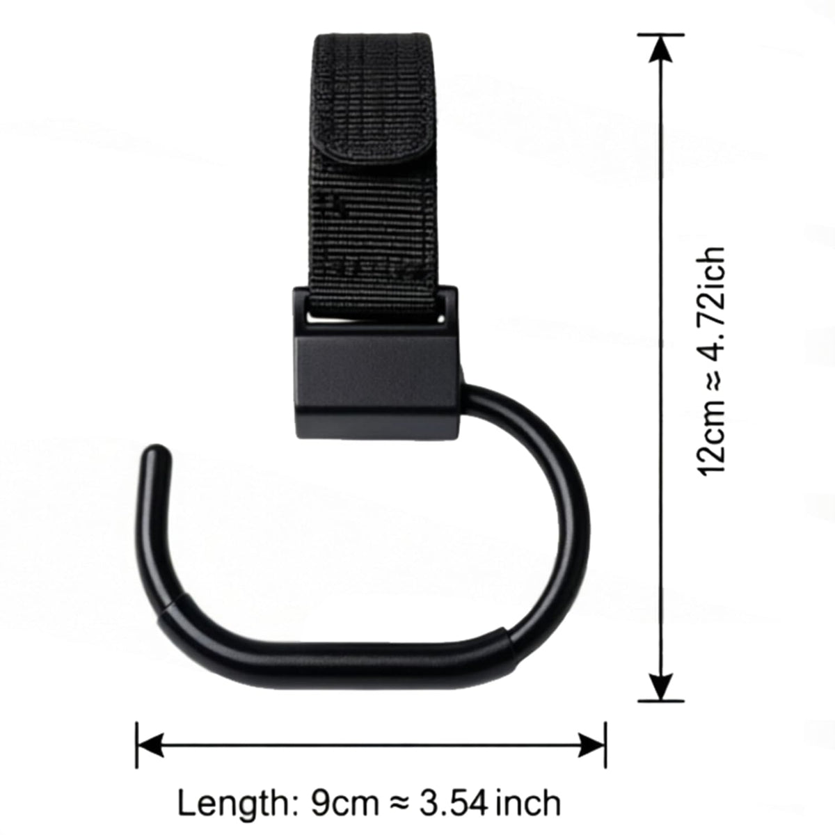 Stroller Hooks for Bags (2 Pack) - Universal Stroller Clips and Hooks (Black)