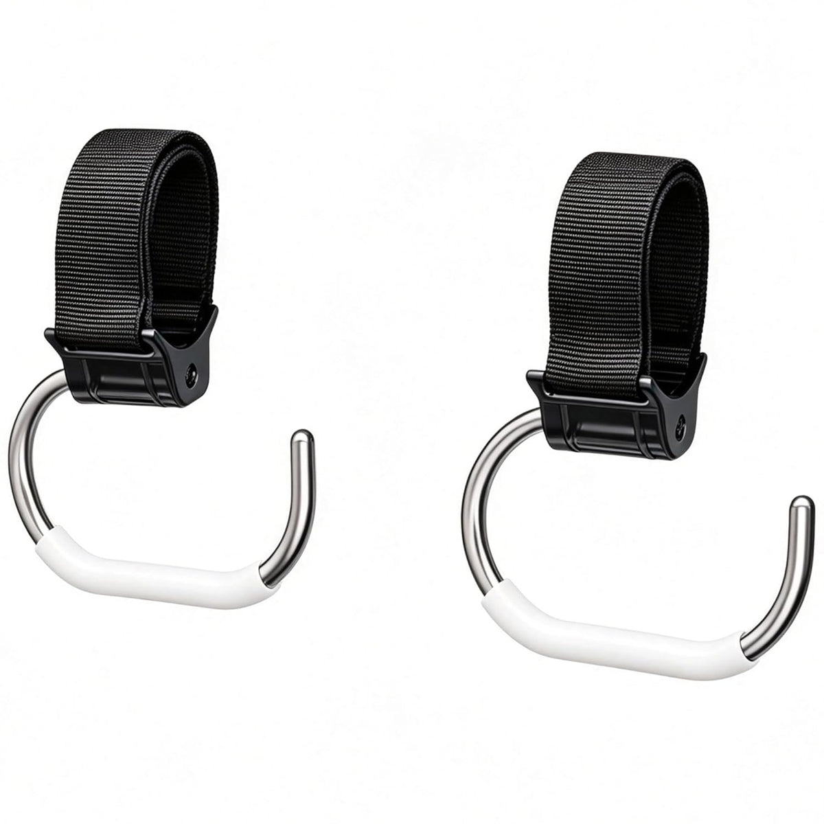 Stroller Hooks for Bags (2 Pack) - Universal Stroller Clips and Hooks (Black)