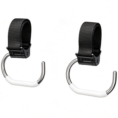 Stroller Hooks for Bags (2 Pack) - Universal Stroller Clips and Hooks (Black)