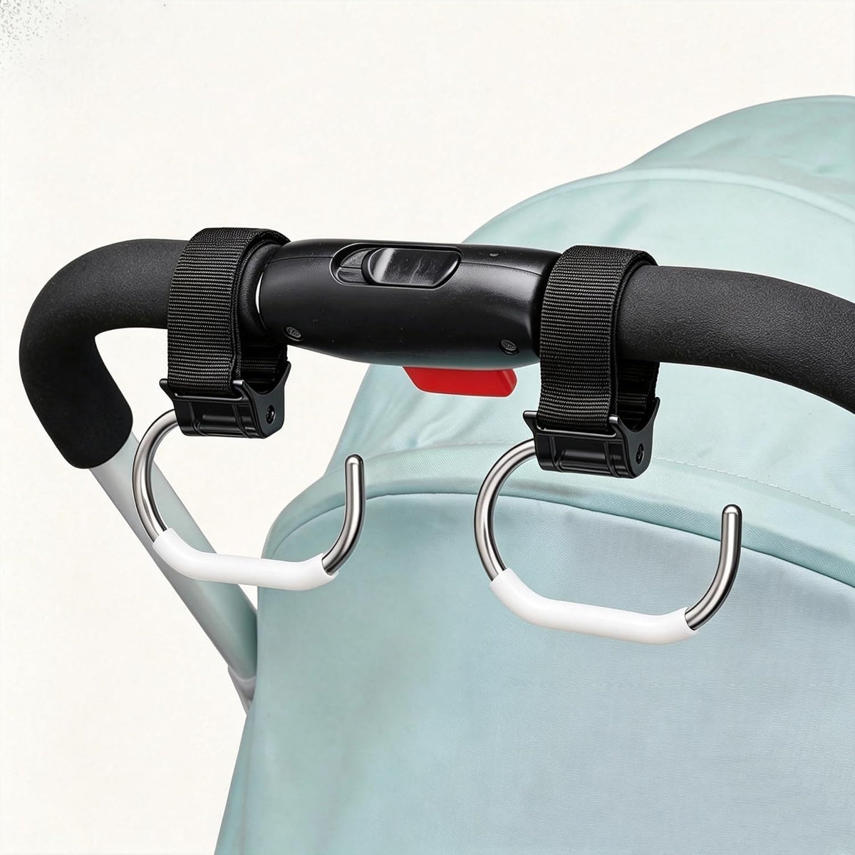 Stroller Hooks for Bags (2 Pack) - Universal Stroller Clips and Hooks (Black)