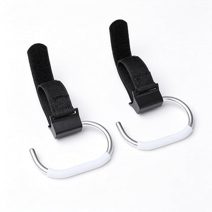 Stroller Hooks for Bags (2 Pack) - Universal Stroller Clips and Hooks (Black)