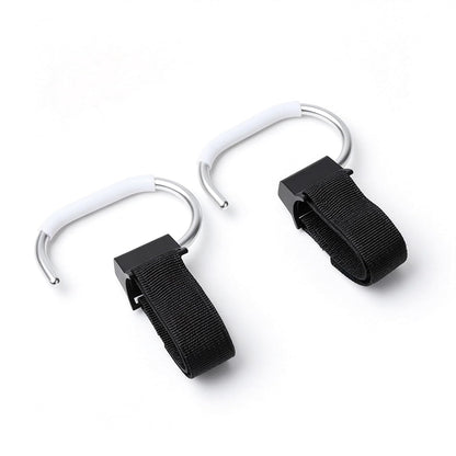 Stroller Hooks for Bags (2 Pack) - Universal Stroller Clips and Hooks (Black)