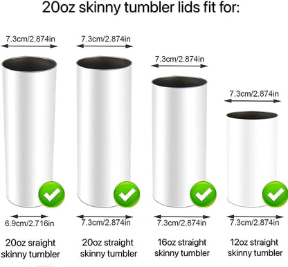 2 Pcs 20 Oz Skinny Tumbler Lid Replacement, Spill Proof, Plastic | Splash Resistant Covers, Fits Straight Cup