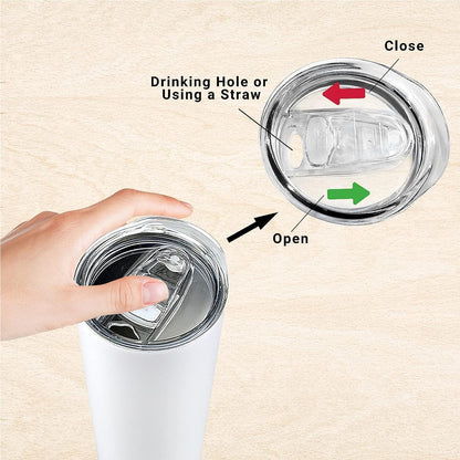 2 Pcs 20 Oz Skinny Tumbler Lid Replacement, Spill Proof, Plastic | Splash Resistant Covers, Fits Straight Cup