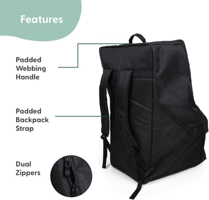 Carseat Travel Bag for Airplane, Durable Padded Bag Gate Check Easy Carry Airport Car Seat Cover, Fits Most Graco, Evenflo, Toddler, Kids, Infant Baby Travel Essentials for Flying