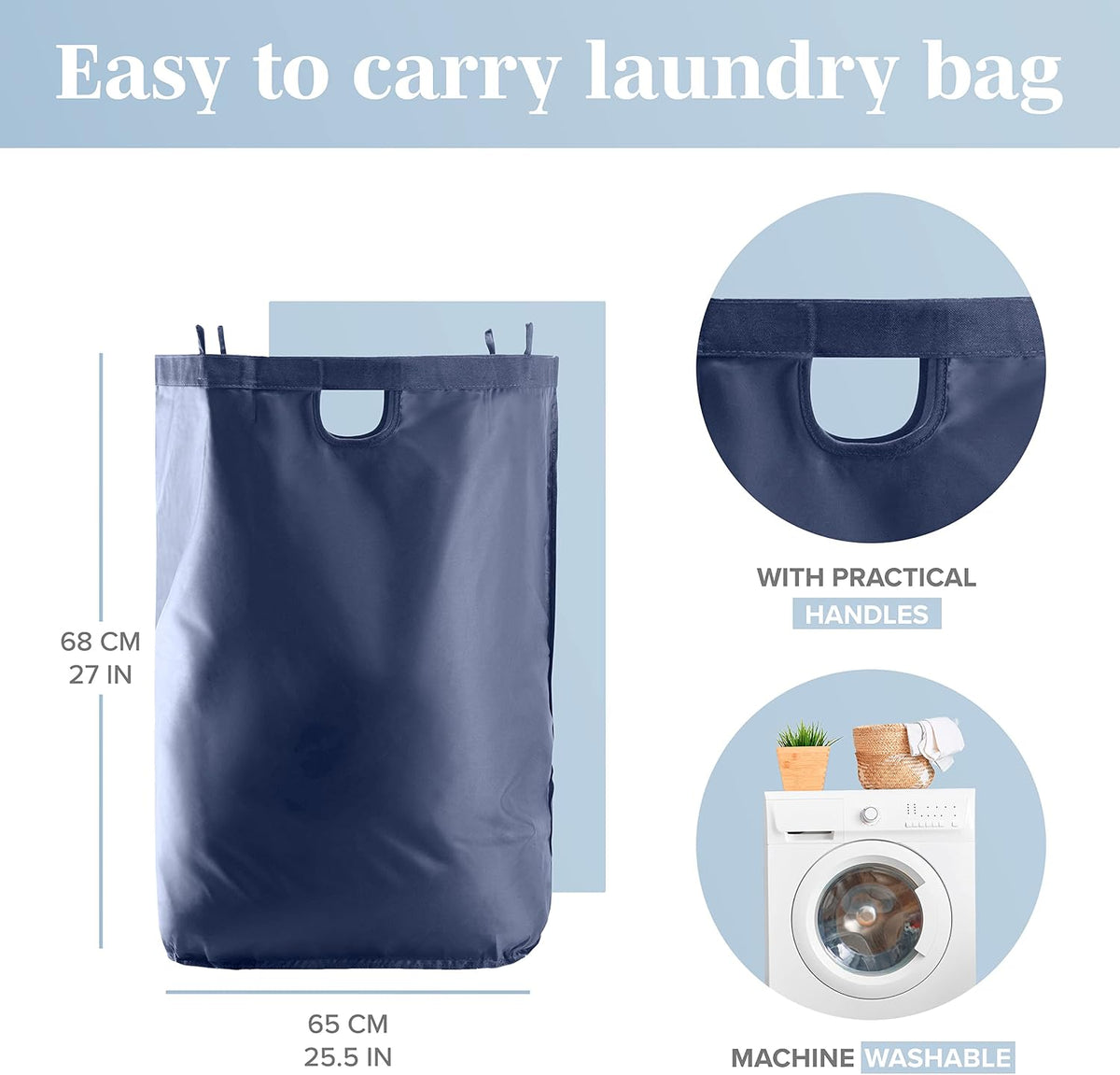 Laundry Basket with Lid, Made from Breathable Fabric | Aesthetic Clothes Hampers for Laundry with Side Handles & Sturdy Bamboo Frame (40 Gallons - Double, Gray)