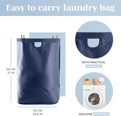 Laundry Basket with Lid, Made from Breathable Fabric | Aesthetic Clothes Hampers for Laundry with Side Handles & Sturdy Bamboo Frame (40 Gallons - Double, Gray)
