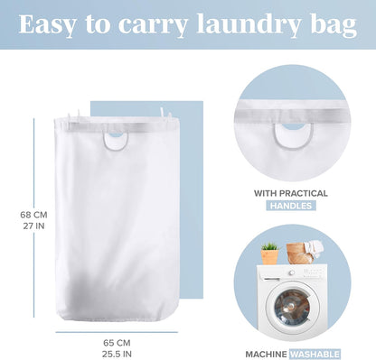 Laundry Basket with Lid, Made from Breathable Fabric | Aesthetic Clothes Hampers for Laundry with Side Handles & Sturdy Bamboo Frame (40 Gallons - Double, Gray)