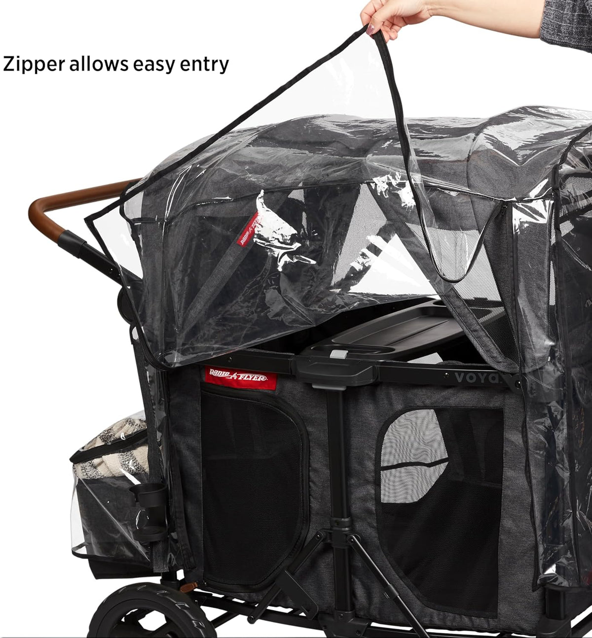 Voya Quad Rain Cover, Black, for 4-Seat Wagon with High Sides