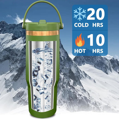 30 oz Tumbler Bulk with Top Handle and Flip Straw Black, 1 Pack | Stainless Steel Insulated Water Bottle, Double Wall Vacuum Travel Coffee Mug, Leakproof, Powder Coated, Laser Engrave