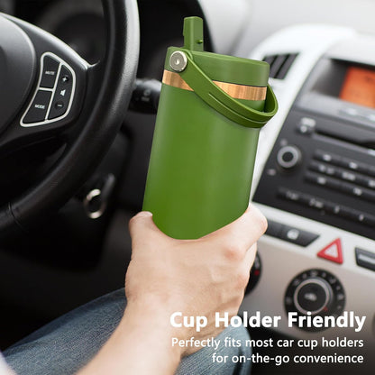 30 oz Tumbler Bulk with Top Handle and Flip Straw Black, 1 Pack | Stainless Steel Insulated Water Bottle, Double Wall Vacuum Travel Coffee Mug, Leakproof, Powder Coated, Laser Engrave