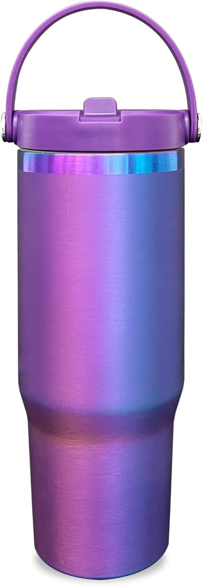 30 oz Tumbler Bulk with Top Handle and Flip Straw Black, 1 Pack | Stainless Steel Insulated Water Bottle, Double Wall Vacuum Travel Coffee Mug, Leakproof, Powder Coated, Laser Engrave