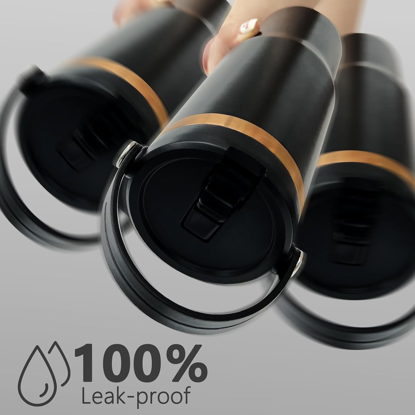 30 oz Tumbler Bulk with Top Handle and Flip Straw Black, 1 Pack | Stainless Steel Insulated Water Bottle, Double Wall Vacuum Travel Coffee Mug, Leakproof, Powder Coated, Laser Engrave