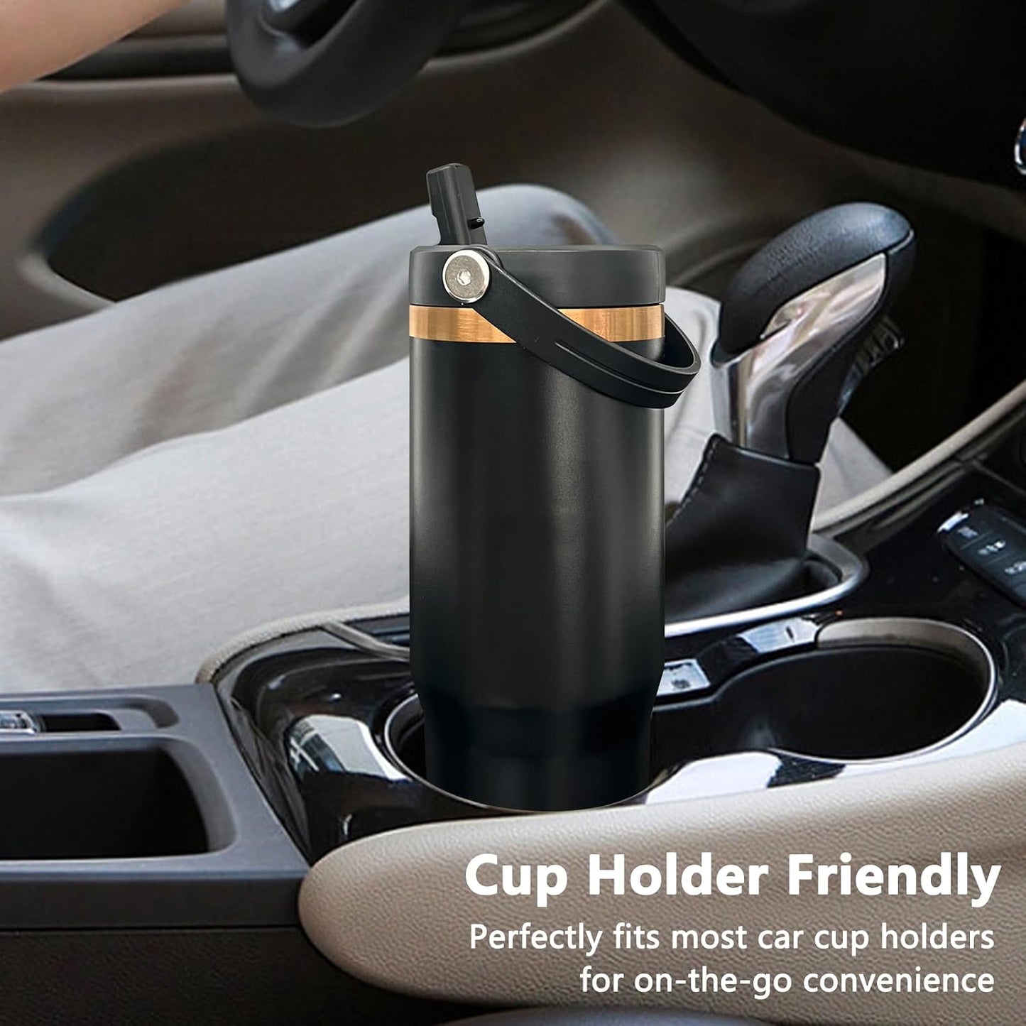 30 oz Tumbler Bulk with Top Handle and Flip Straw Black, 1 Pack | Stainless Steel Insulated Water Bottle, Double Wall Vacuum Travel Coffee Mug, Leakproof, Powder Coated, Laser Engrave
