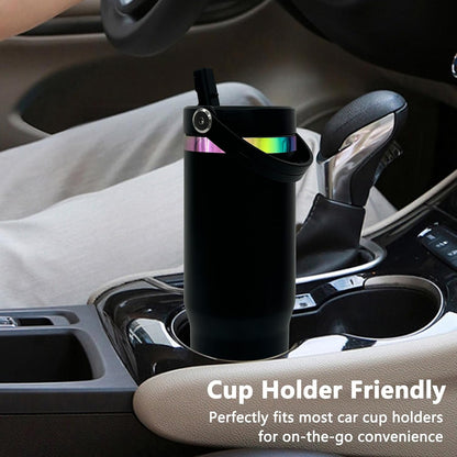 30 oz Tumbler Bulk with Top Handle and Flip Straw Black, 1 Pack | Stainless Steel Insulated Water Bottle, Double Wall Vacuum Travel Coffee Mug, Leakproof, Powder Coated, Laser Engrave
