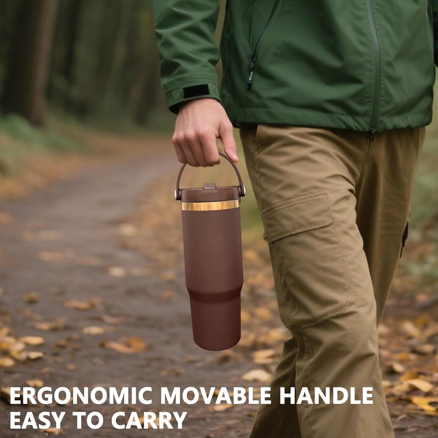 30 oz Tumbler Bulk with Top Handle and Flip Straw Black, 1 Pack | Stainless Steel Insulated Water Bottle, Double Wall Vacuum Travel Coffee Mug, Leakproof, Powder Coated, Laser Engrave