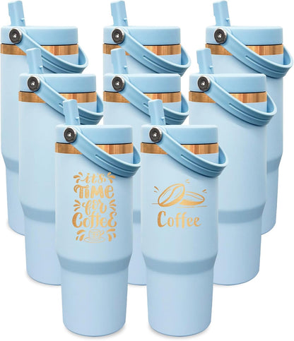 30 oz Tumbler Bulk with Top Handle and Flip Straw Black, 1 Pack | Stainless Steel Insulated Water Bottle, Double Wall Vacuum Travel Coffee Mug, Leakproof, Powder Coated, Laser Engrave