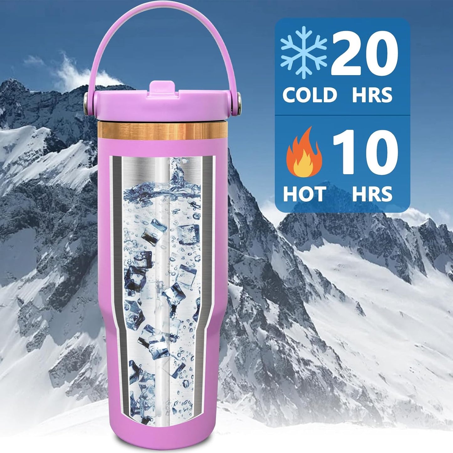 30 oz Tumbler Bulk with Top Handle and Flip Straw Black, 1 Pack | Stainless Steel Insulated Water Bottle, Double Wall Vacuum Travel Coffee Mug, Leakproof, Powder Coated, Laser Engrave