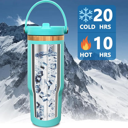 30 oz Tumbler Bulk with Top Handle and Flip Straw Black, 1 Pack | Stainless Steel Insulated Water Bottle, Double Wall Vacuum Travel Coffee Mug, Leakproof, Powder Coated, Laser Engrave