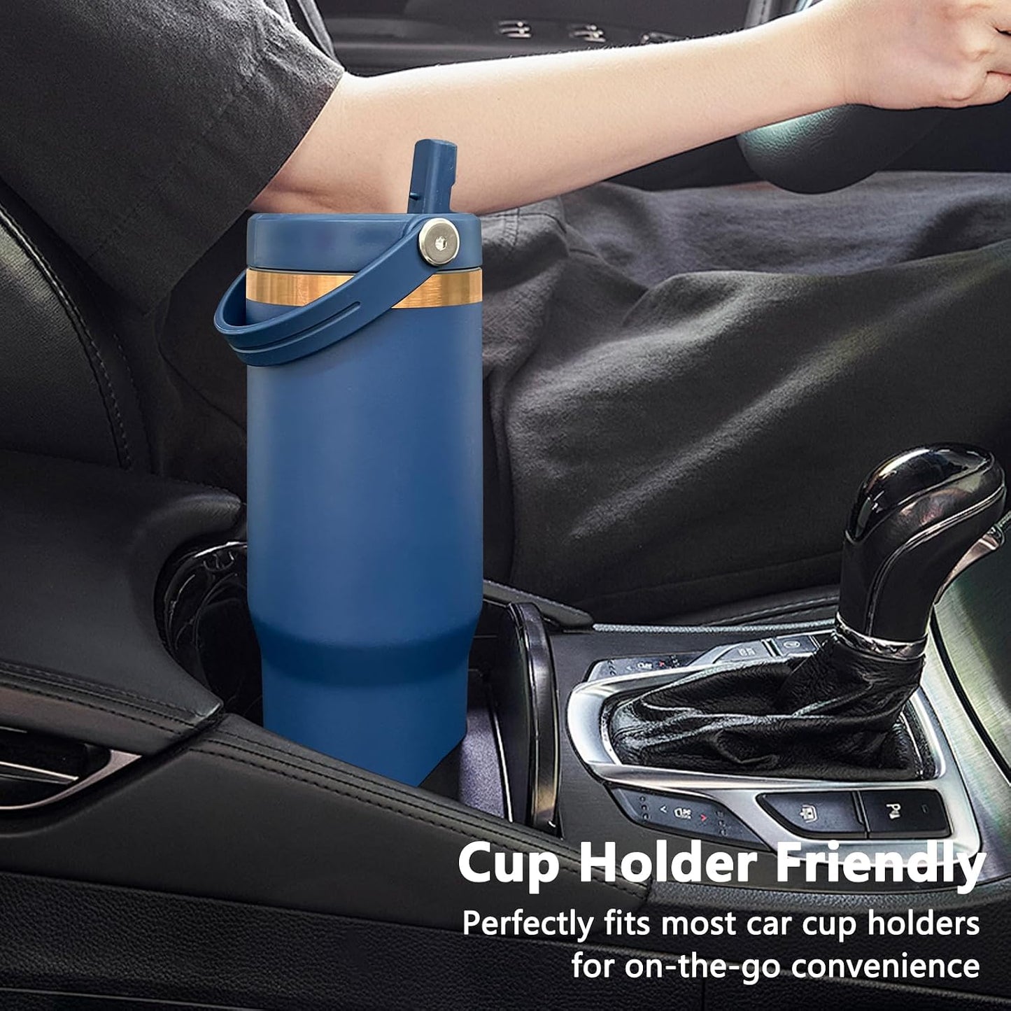 30 oz Tumbler Bulk with Top Handle and Flip Straw Black, 1 Pack | Stainless Steel Insulated Water Bottle, Double Wall Vacuum Travel Coffee Mug, Leakproof, Powder Coated, Laser Engrave