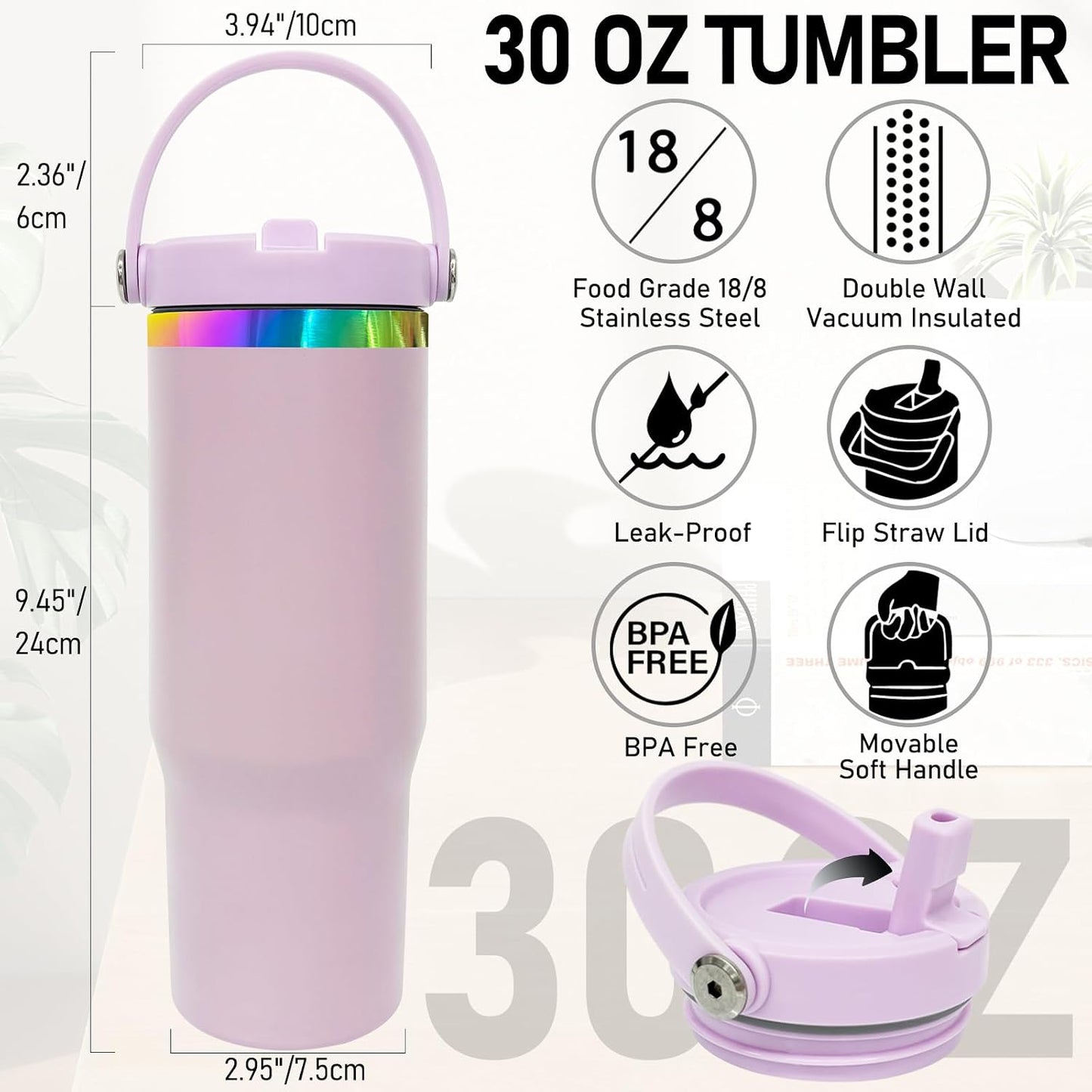 30 oz Tumbler Bulk with Top Handle and Flip Straw Black, 1 Pack | Stainless Steel Insulated Water Bottle, Double Wall Vacuum Travel Coffee Mug, Leakproof, Powder Coated, Laser Engrave