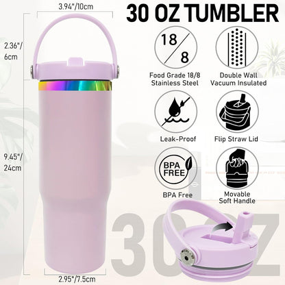 30 oz Tumbler Bulk with Top Handle and Flip Straw Black, 1 Pack | Stainless Steel Insulated Water Bottle, Double Wall Vacuum Travel Coffee Mug, Leakproof, Powder Coated, Laser Engrave