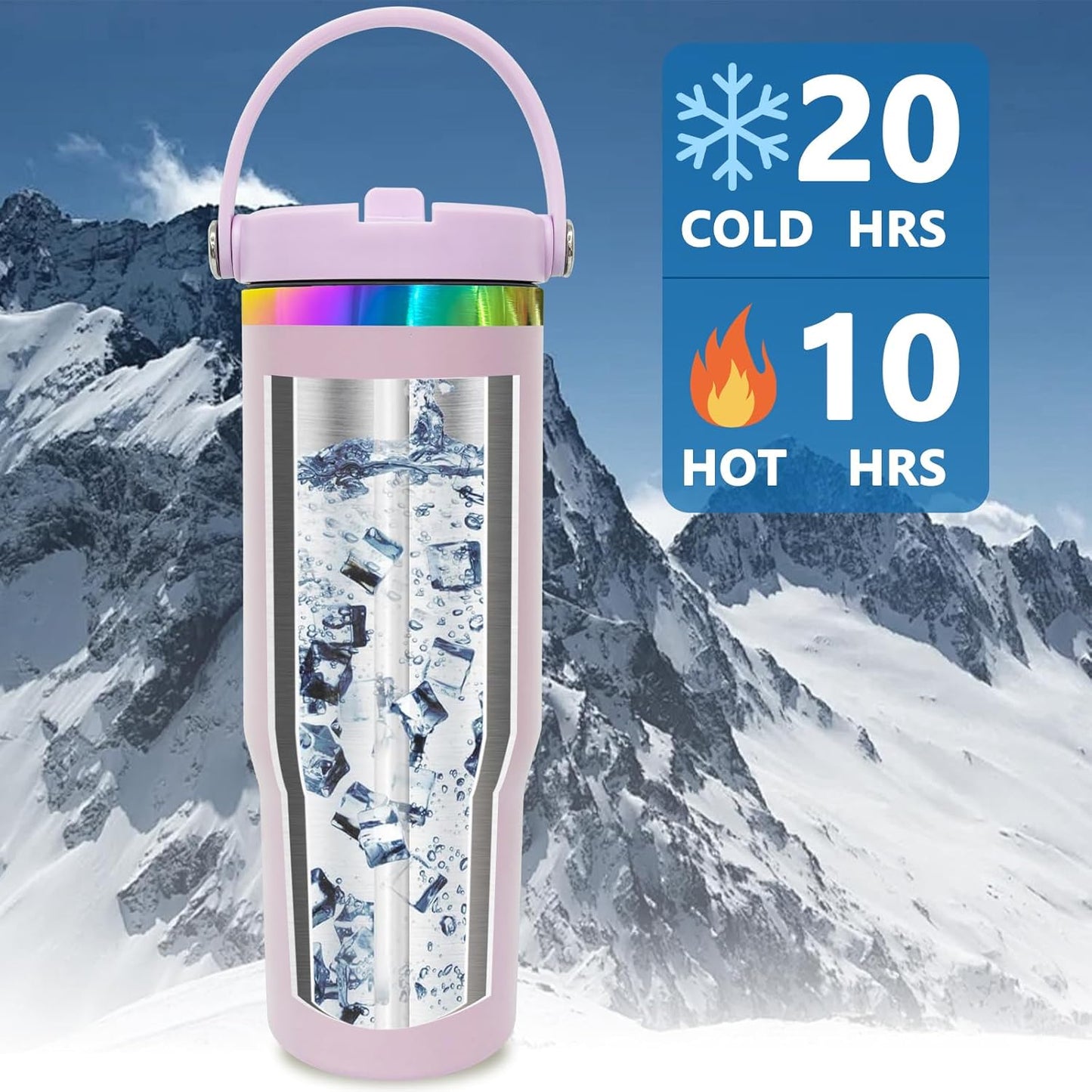 30 oz Tumbler Bulk with Top Handle and Flip Straw Black, 1 Pack | Stainless Steel Insulated Water Bottle, Double Wall Vacuum Travel Coffee Mug, Leakproof, Powder Coated, Laser Engrave