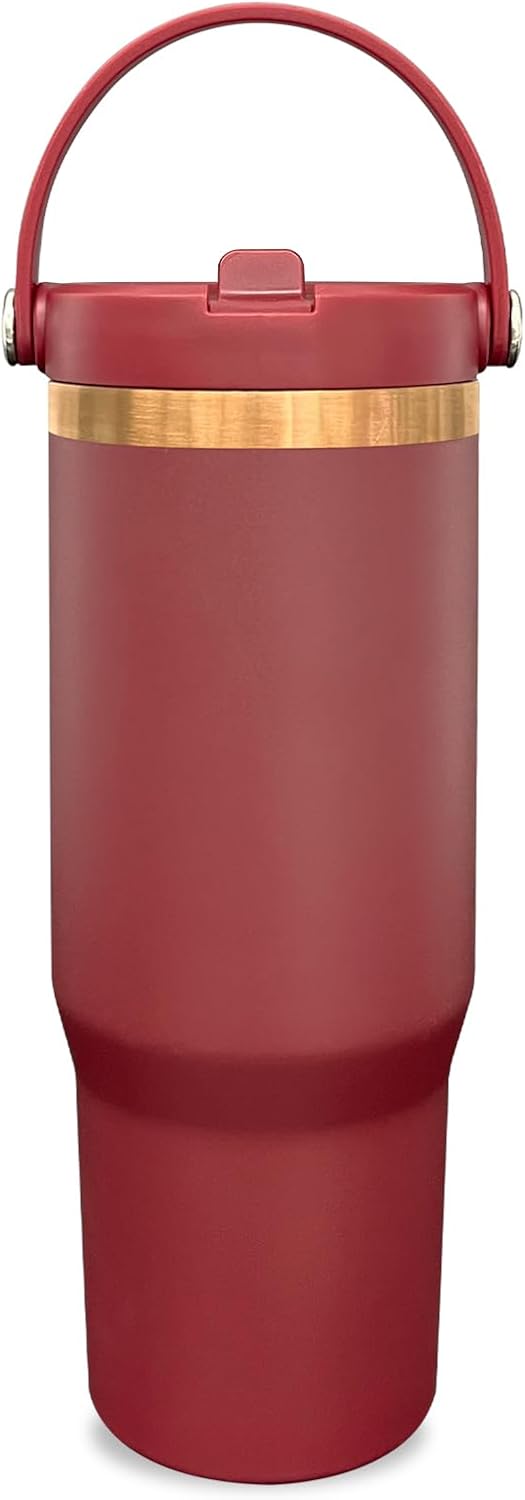 30 oz Tumbler Bulk with Top Handle and Flip Straw Black, 1 Pack | Stainless Steel Insulated Water Bottle, Double Wall Vacuum Travel Coffee Mug, Leakproof, Powder Coated, Laser Engrave