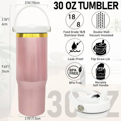 30 oz Tumbler Bulk with Top Handle and Flip Straw Black, 1 Pack | Stainless Steel Insulated Water Bottle, Double Wall Vacuum Travel Coffee Mug, Leakproof, Powder Coated, Laser Engrave