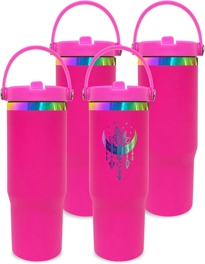 30 oz Tumbler Bulk with Top Handle and Flip Straw Black, 1 Pack | Stainless Steel Insulated Water Bottle, Double Wall Vacuum Travel Coffee Mug, Leakproof, Powder Coated, Laser Engrave