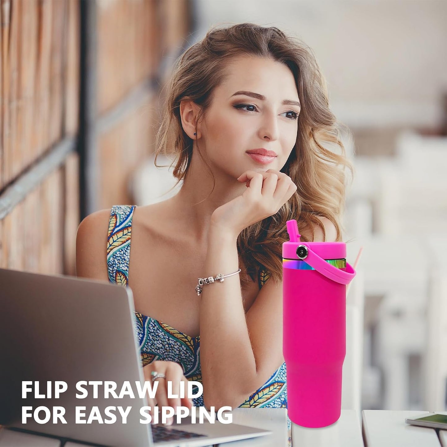 30 oz Tumbler Bulk with Top Handle and Flip Straw Black, 1 Pack | Stainless Steel Insulated Water Bottle, Double Wall Vacuum Travel Coffee Mug, Leakproof, Powder Coated, Laser Engrave