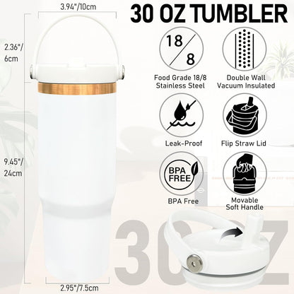 30 oz Tumbler Bulk with Top Handle and Flip Straw Black, 1 Pack | Stainless Steel Insulated Water Bottle, Double Wall Vacuum Travel Coffee Mug, Leakproof, Powder Coated, Laser Engrave