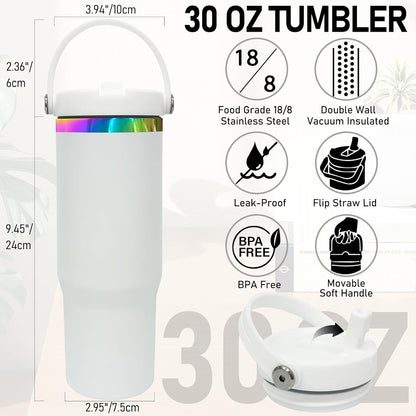 30 oz Tumbler Bulk with Top Handle and Flip Straw Black, 1 Pack | Stainless Steel Insulated Water Bottle, Double Wall Vacuum Travel Coffee Mug, Leakproof, Powder Coated, Laser Engrave