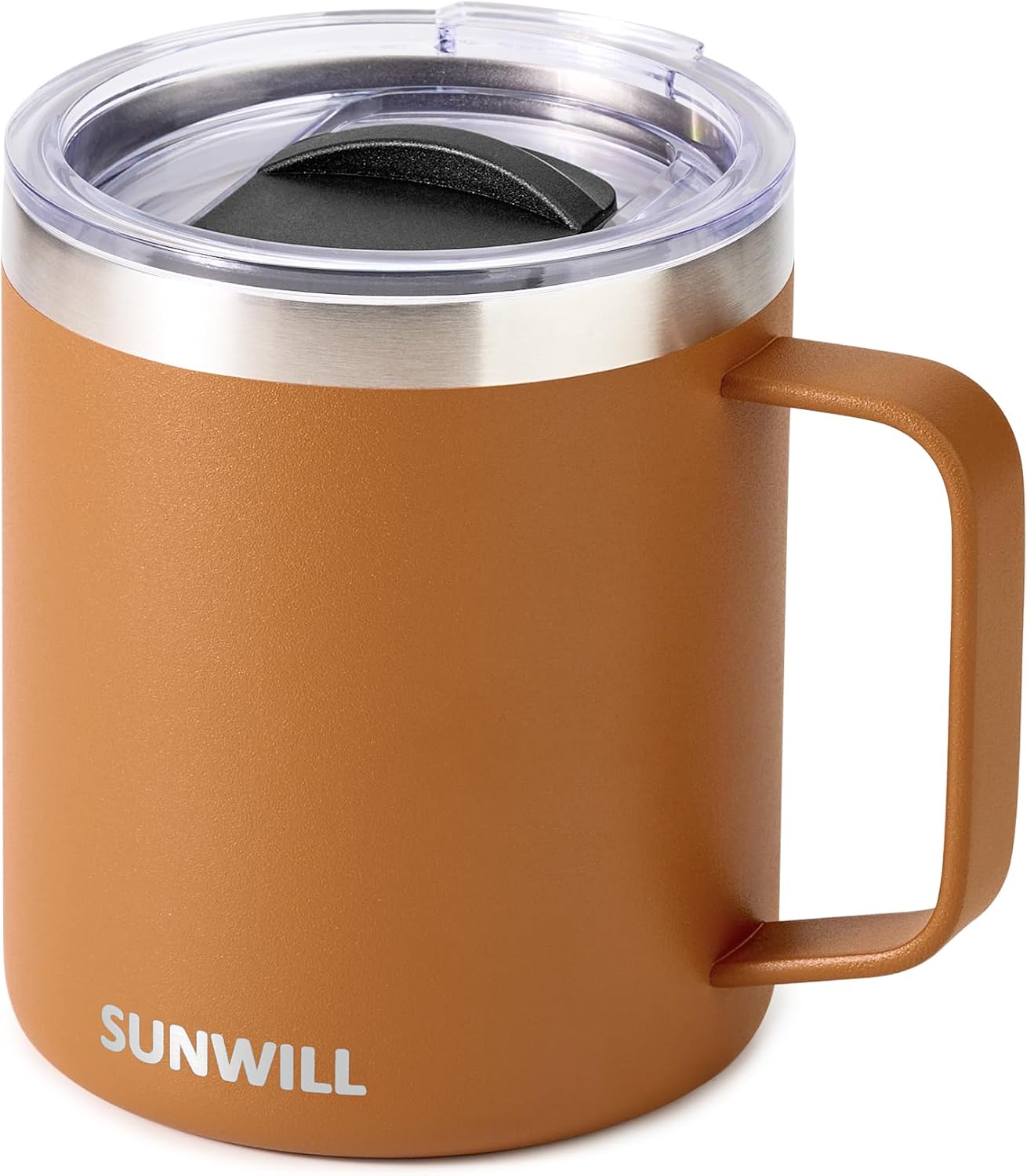 Travel Coffee Mug with Lid, Insulated Tumbler with Handle, 14 oz Stainless Steel Cup for Ice, Water, Tea, Cool Grey