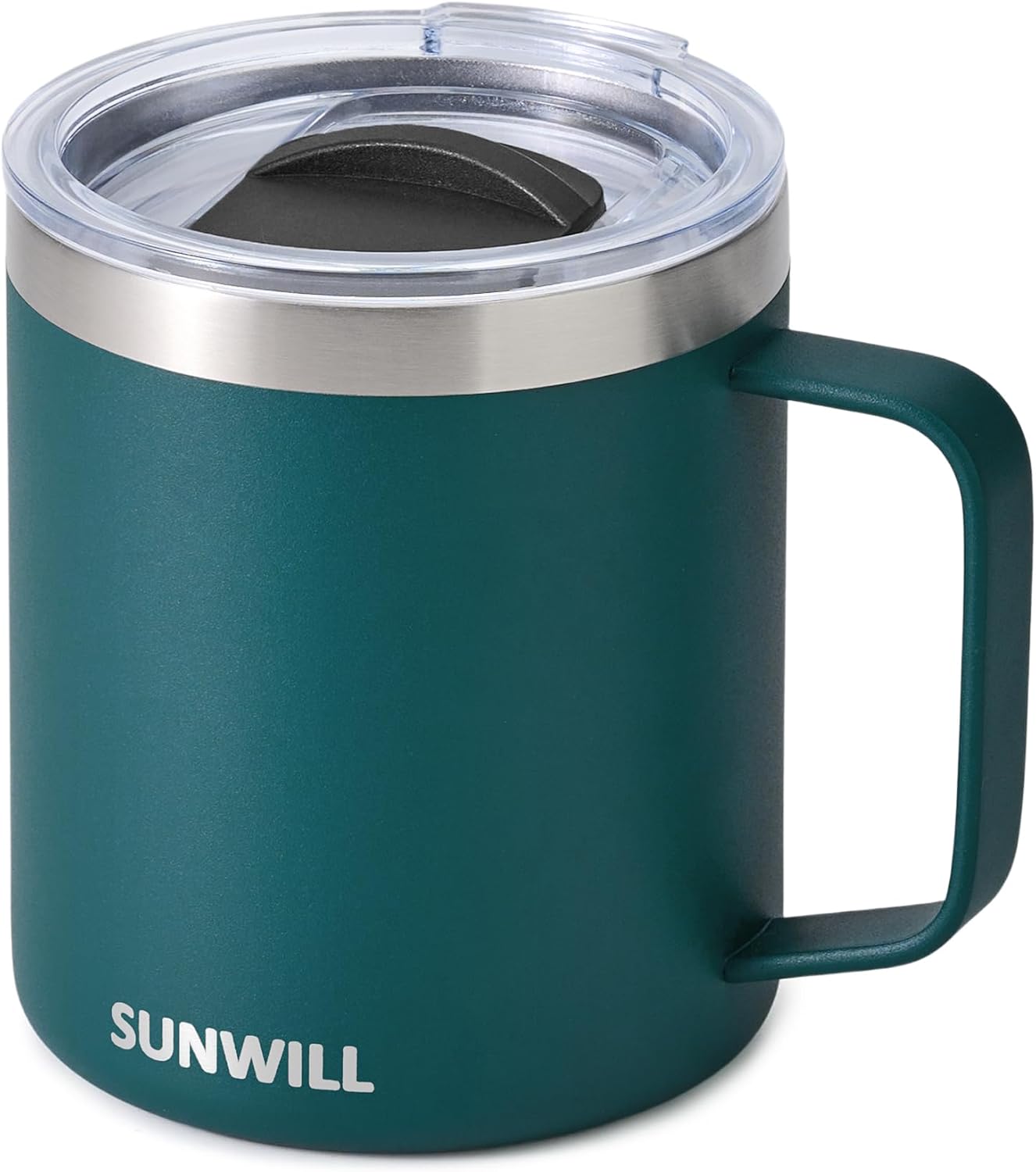 Travel Coffee Mug with Lid, Insulated Tumbler with Handle, 14 oz Stainless Steel Cup for Ice, Water, Tea, Cool Grey