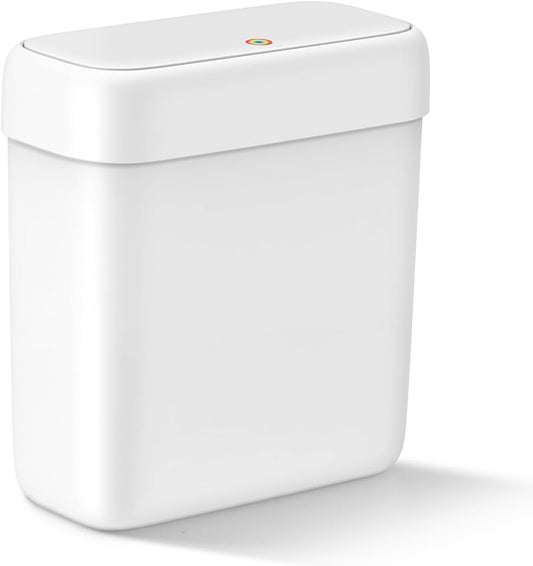 Small Bathroom Trash Can with Lid, 2.6 Gallon Garbage Can with Pop-Up Lid