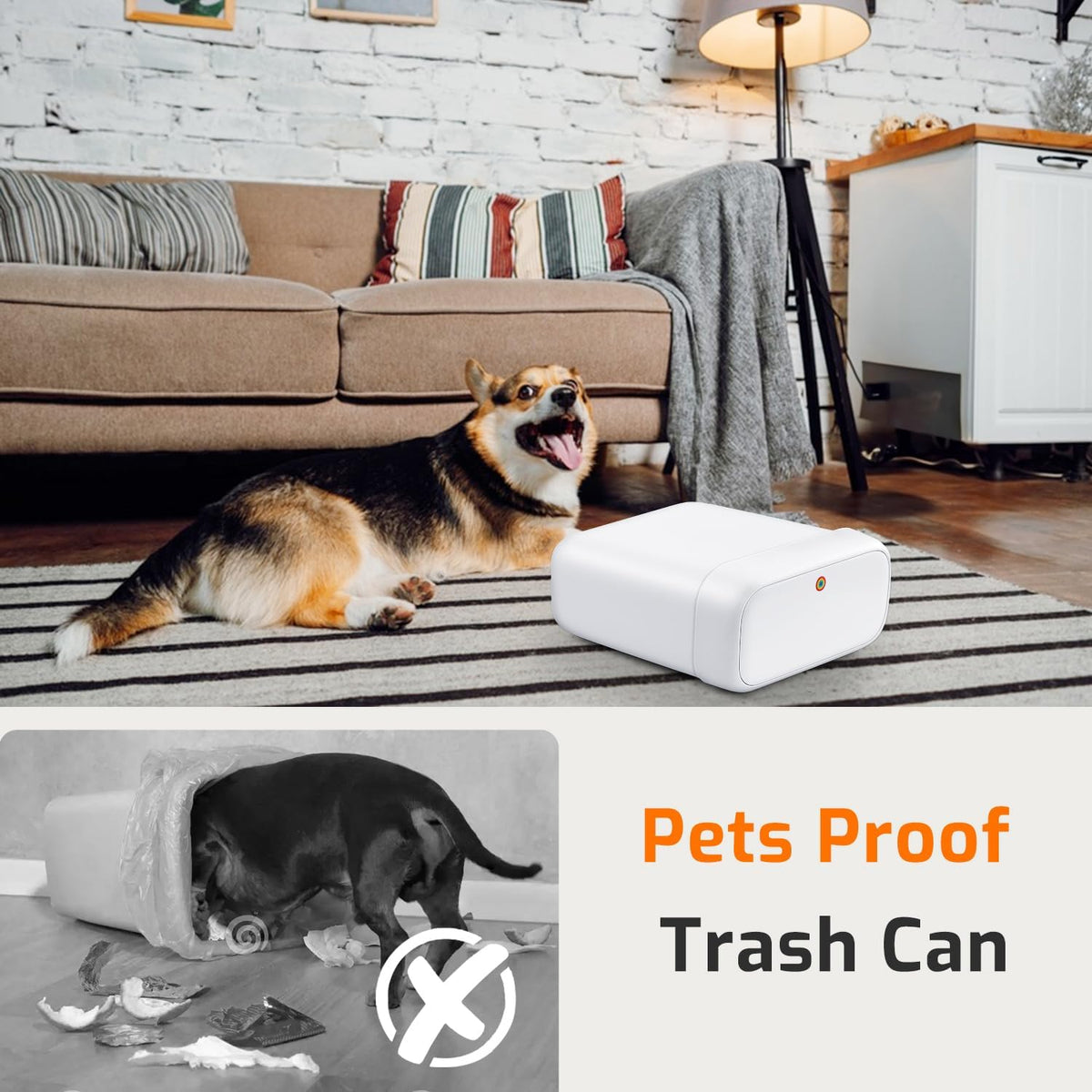 Small Bathroom Trash Can with Lid, 2.6 Gallon Garbage Can with Pop-Up Lid