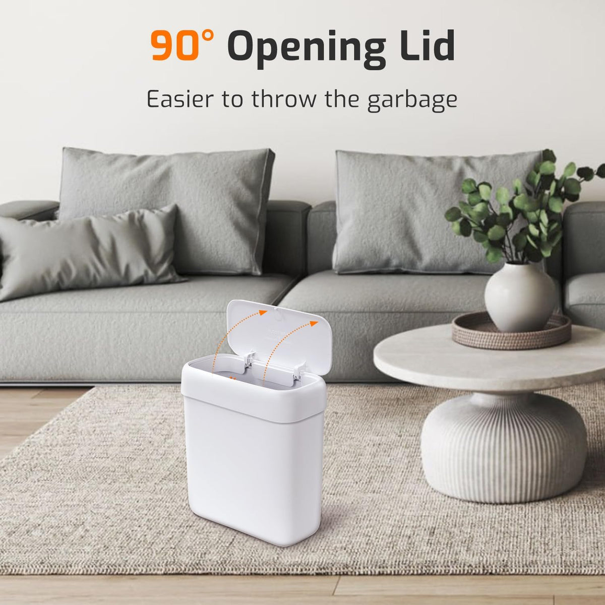 Small Bathroom Trash Can with Lid, 2.6 Gallon Garbage Can with Pop-Up Lid