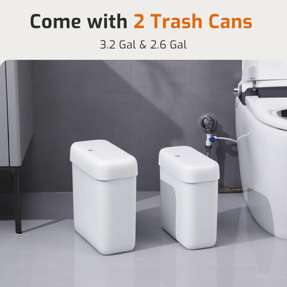 Small Bathroom Trash Can with Lid, 2.6 Gallon Garbage Can with Pop-Up Lid