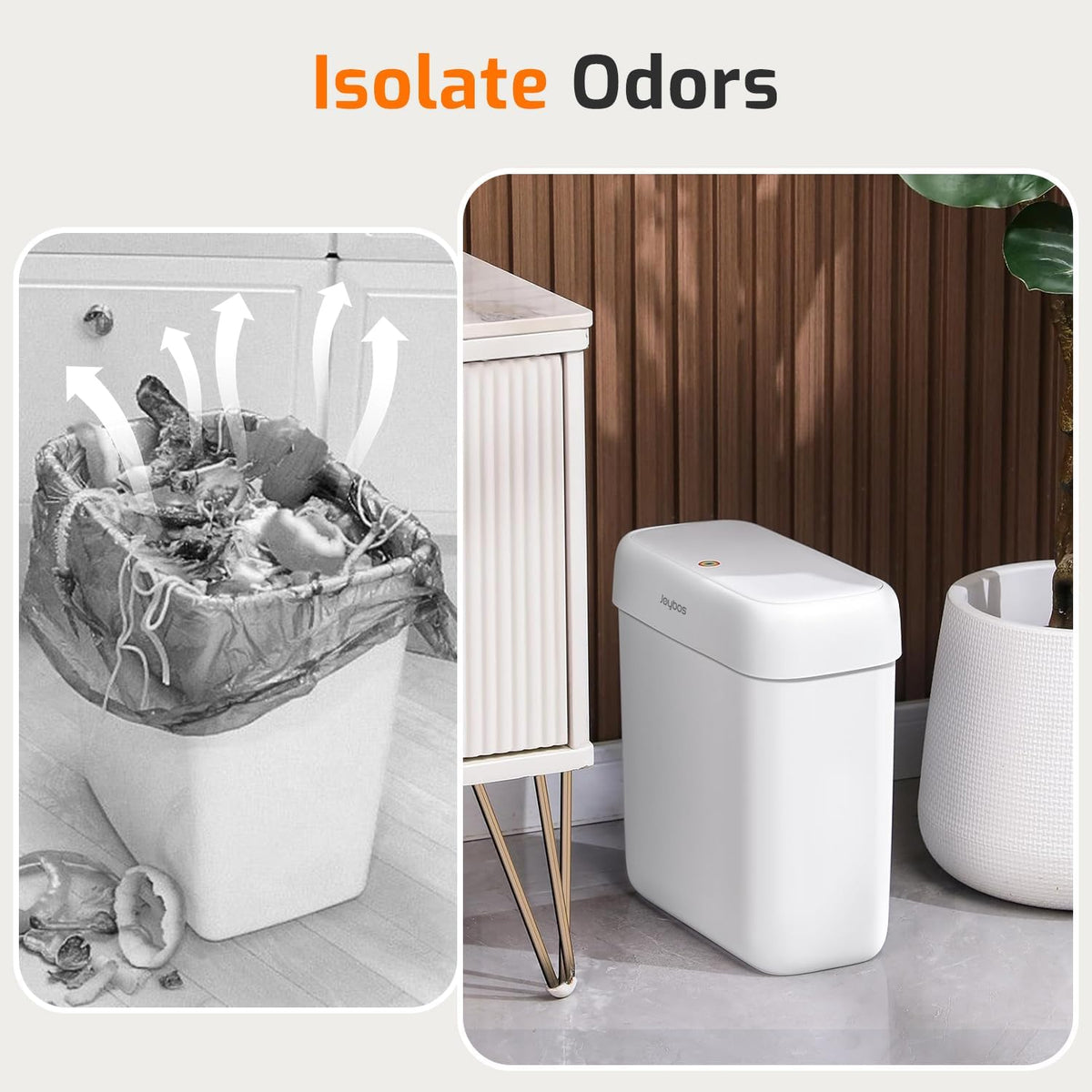 Small Bathroom Trash Can with Lid, 2.6 Gallon Garbage Can with Pop-Up Lid