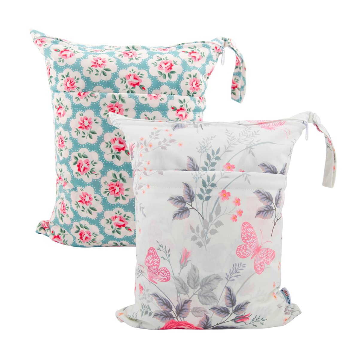 ALVA 2pcs Wet Dry Bags for Diaper Bag Waterproof Reusable with Two Pockets