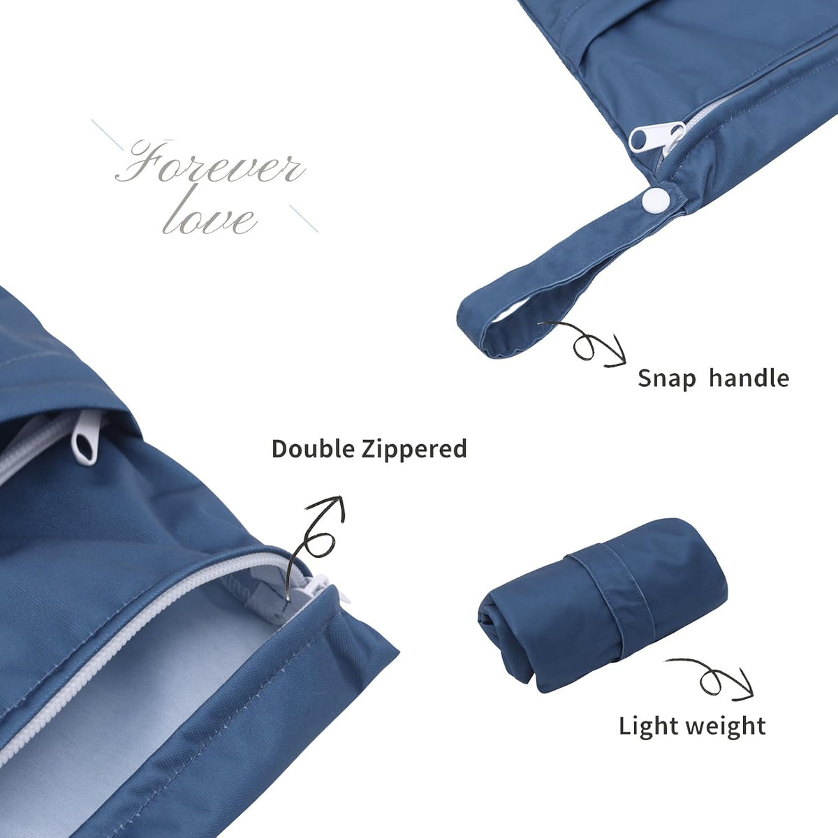 ALVA 2pcs Wet Dry Bags for Diaper Bag Waterproof Reusable with Two Pockets