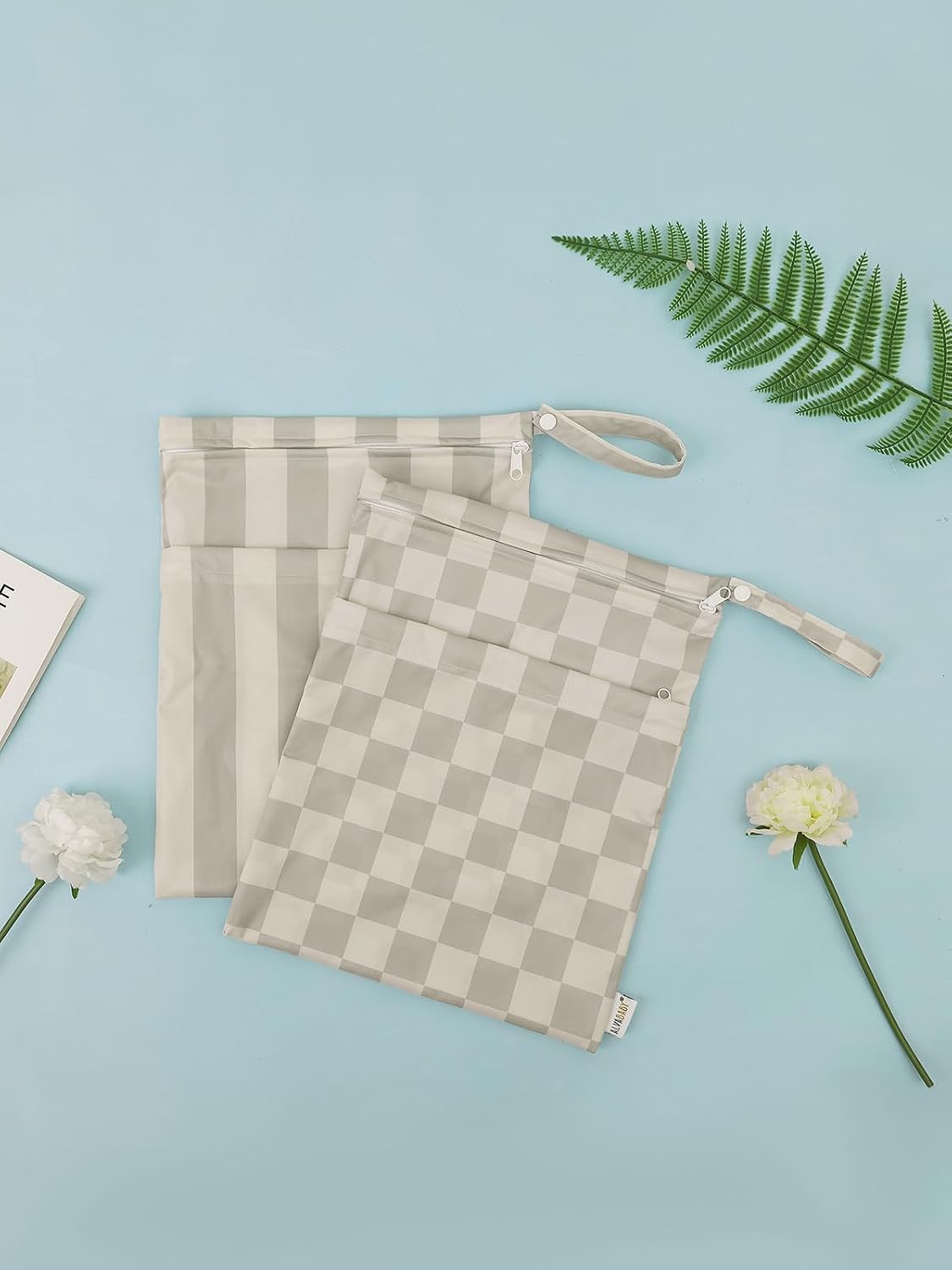 ALVA 2pcs Wet Dry Bags for Diaper Bag Waterproof Reusable with Two Pockets