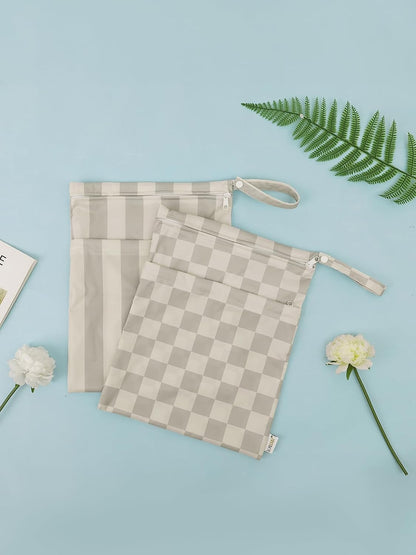 ALVA 2pcs Wet Dry Bags for Diaper Bag Waterproof Reusable with Two Pockets