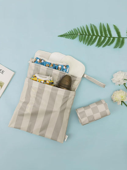 ALVA 2pcs Wet Dry Bags for Diaper Bag Waterproof Reusable with Two Pockets